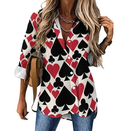 Women 3D Poker Party Cards Office Shirt - Shirt - LazySorry - Mad Fly Essentials