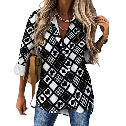 Women 3D Poker Party Cards Office Shirt - Shirt - LazySorry - Mad Fly Essentials