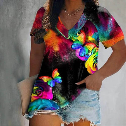 Women 3D Short Butterfly Gradient Summer Shirt - Shirt - Boho Girl - Mad Fly Essentials