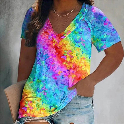 Women 3D Short Butterfly Gradient Summer Shirt - Shirt - Boho Girl - Mad Fly Essentials