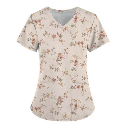 Women 3D Short Floral Daisy Nursing Scrub - Nursing Scrub - PIERESA - Mad Fly Essentials