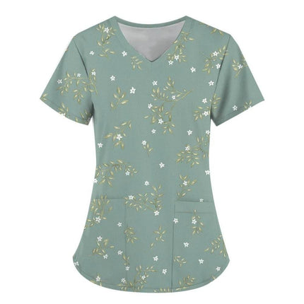 Women 3D Short Floral Daisy Nursing Scrub - Nursing Scrub - PIERESA - Mad Fly Essentials