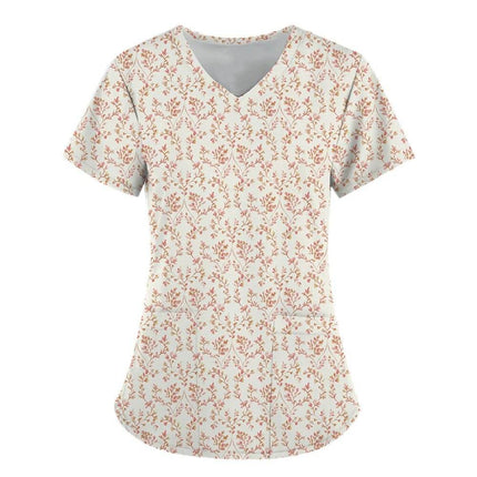 Women 3D Short Floral Daisy Nursing Scrub - Nursing Scrub - PIERESA - Mad Fly Essentials