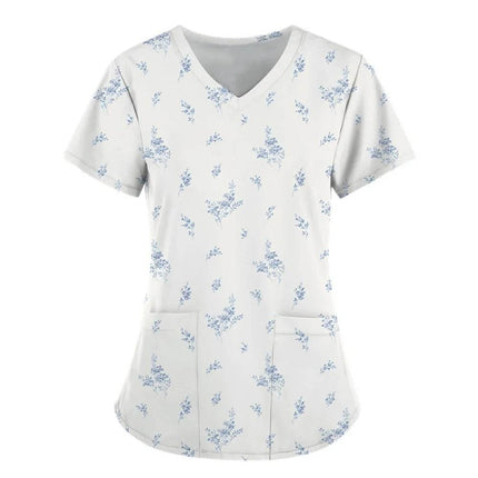 Women 3D Short Floral Daisy Nursing Scrub - Nursing Scrub - PIERESA - Mad Fly Essentials