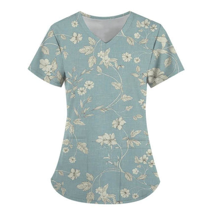 Women 3D Short Floral Daisy Nursing Scrub - Nursing Scrub - PIERESA - Mad Fly Essentials