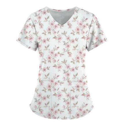 Women 3D Short Floral Daisy Nursing Scrub - Nursing Scrub - PIERESA - Mad Fly Essentials