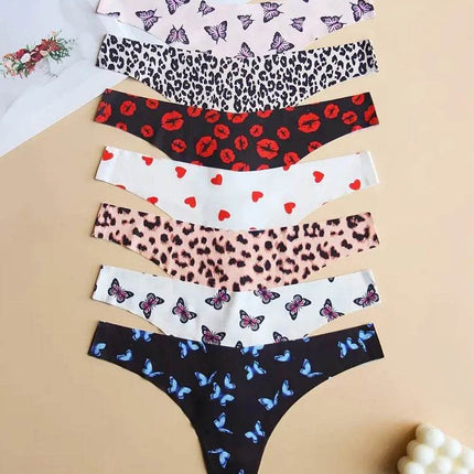 Women 7pc Seamless Butterfly Leopard Thong Panties - Panties - Gilishon - Mad Fly Essentials