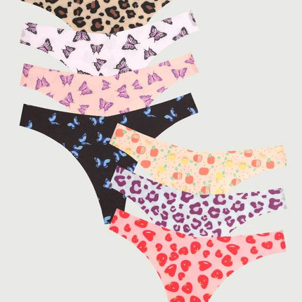 Women 7pc Seamless Butterfly Leopard Thong Panties - Panties - Gilishon - Mad Fly Essentials