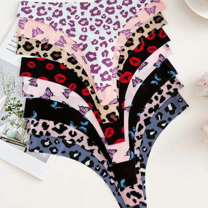 Women 7pc Seamless Butterfly Leopard Thong Panties - Panties - Gilishon - Mad Fly Essentials