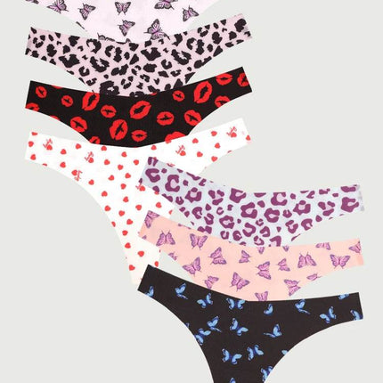 Women 7pc Seamless Butterfly Leopard Thong Panties - Panties - Gilishon - Mad Fly Essentials
