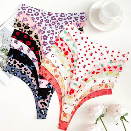 Women 7pc Seamless Butterfly Leopard Thong Panties - Panties - Gilishon - Mad Fly Essentials