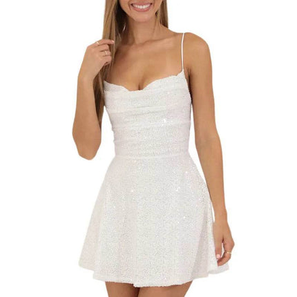 Women 90s Sequin Mini Party A-Line Dress - Mad Fly Essentials