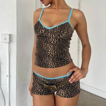 Women 90s Leopard Crop Top Outfit Set - Mad Fly Essentials