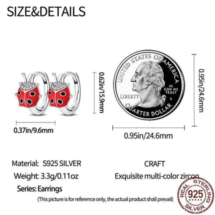 Women 925 Sterling Ladybug Charm Earrings - Mad Fly Essentials