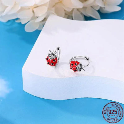 Women 925 Sterling Ladybug Charm Earrings - Mad Fly Essentials
