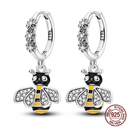 Women 925 Sterling Ladybug Charm Earrings.