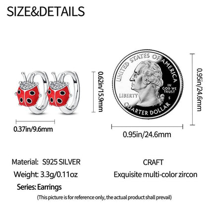 Women 925 Sterling Ladybug Charm Earrings - Mad Fly Essentials