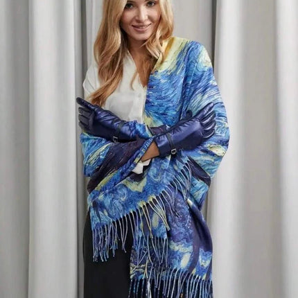 Women Accessories Van Gogh Tassel 3D Scarf - Women Accessories - PMRUN - Mad Fly Essentials