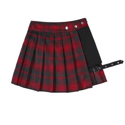 Women All Match Tartan Pleated Mini Skirt - Mini Skirt - InsGoth - Mad Fly Essentials