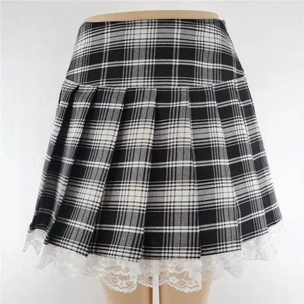 Women All Match Tartan Pleated Mini Skirt - Mini Skirt - InsGoth - Mad Fly Essentials