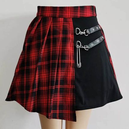Women All Match Tartan Pleated Mini Skirt - Mini Skirt - InsGoth - Mad Fly Essentials