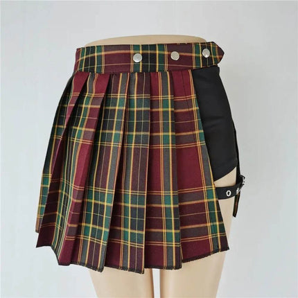 Women All Match Tartan Pleated Mini Skirt - Mini Skirt - InsGoth - Mad Fly Essentials