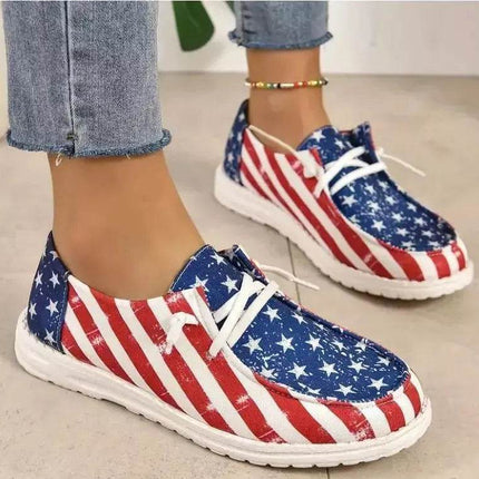 Women American Flag Lightweight Canvas Shoes - Canvas Shoes - Animal Unicorn - Mad Fly Essentials