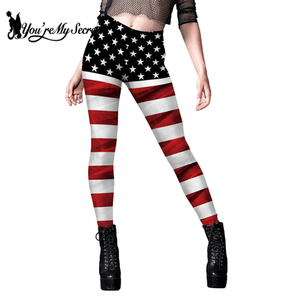Women American Flag Striped Yoga Fitness Leggings - Fitness Leggings - You're My Secret - Mad Fly Essentials