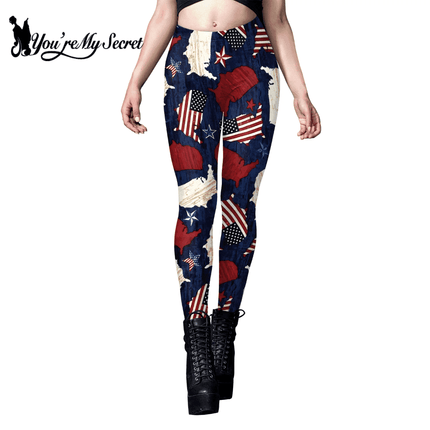 Women American Flag Striped Yoga Fitness Leggings - Fitness Leggings - You're My Secret - Mad Fly Essentials