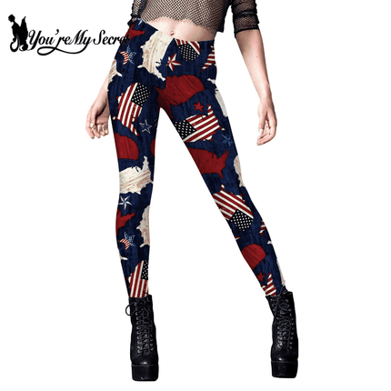 Women American Flag Striped Yoga Fitness Leggings - Fitness Leggings - You're My Secret - Mad Fly Essentials