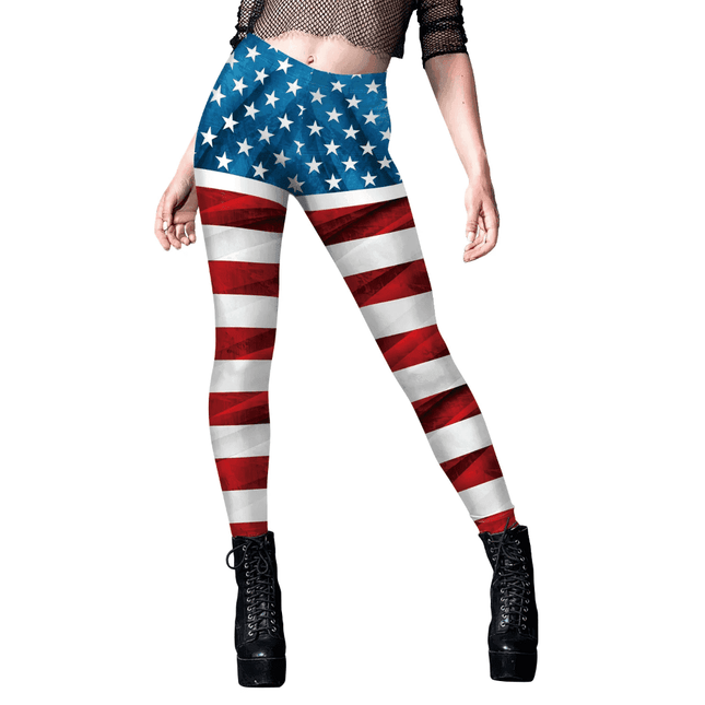 Women American Flag Striped Yoga Fitness Leggings - Fitness Leggings - You're My Secret - Mad Fly Essentials