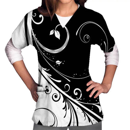 Women Animal Sea - Horse Clinic Uniform Nursing Scrub - Nursing Scrub - Hennar - Mad Fly Essentials