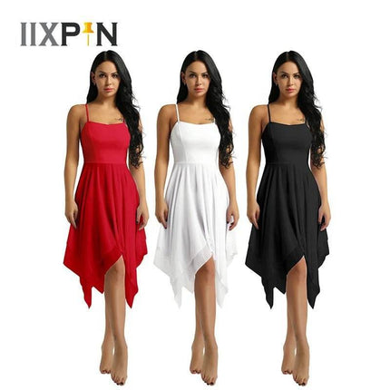 Women Asymmetrical Chiffon Ballet Dance MIDI Dress - MIDI Dress - IIXPIN - Mad Fly Essentials
