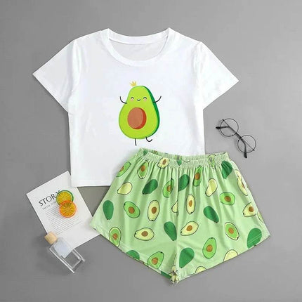 Women Avocado Print Pajama Set - Pajama Set - Animal Unicorn - Mad Fly Essentials