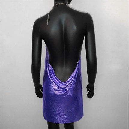 Women Halter Backless Sequin Low Cut Clubwear Mini Dress - Mini Dress - FestivalQueen - Mad Fly Essentials