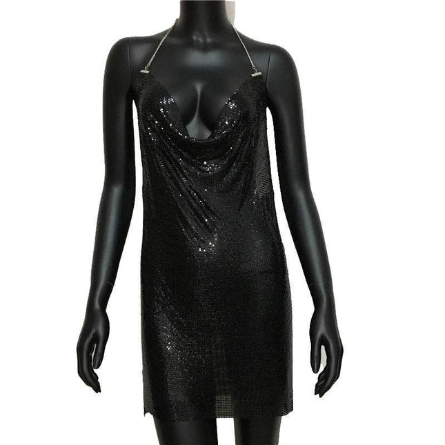 Mini Dress Women Halter Backless Sequin Low Cut Clubwear Mini Dress FestivalQueen Mad Fly Essentials