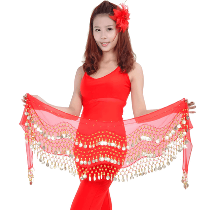 Women Belly Dance Golden Hip Waist Costume Scarf - Scarf - Dancer's Vitality - Mad Fly Essentials