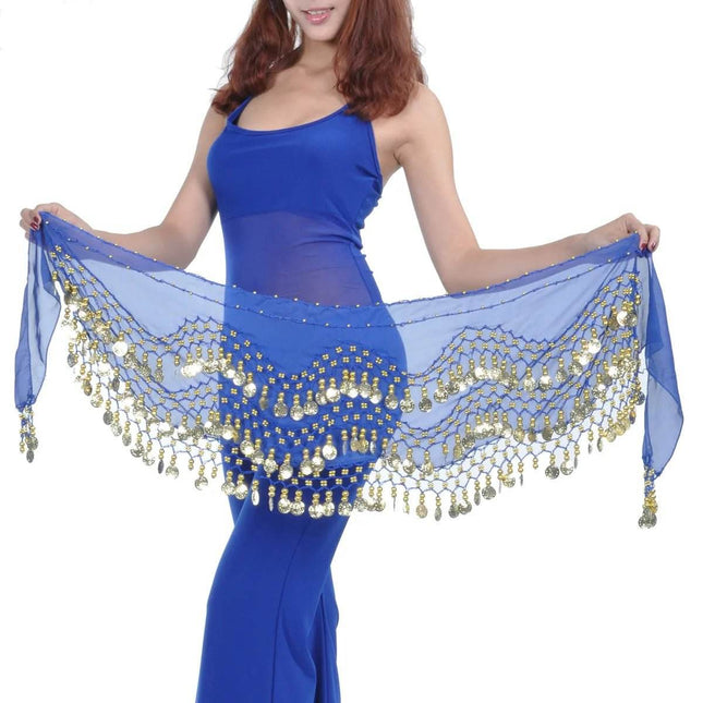 Women Belly Dance Golden Hip Waist Costume Scarf - Scarf - Dancer's Vitality - Mad Fly Essentials
