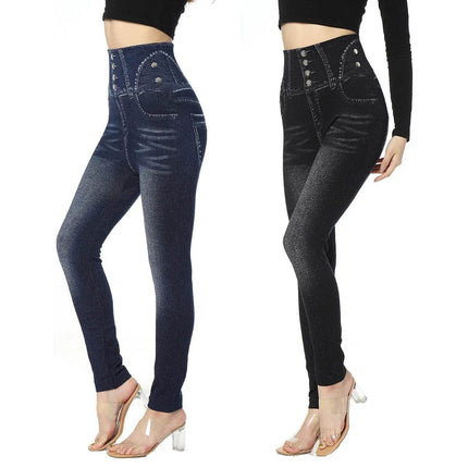 Women Black Blue Seamless High - Waist Leggings - Leggings - Jeans Fritz - Mad Fly Essentials