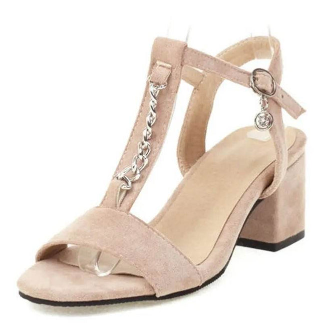 Women Black Chain Peep Toe Buckle High Heels - High Heels - Reave Cat - Mad Fly Essentials