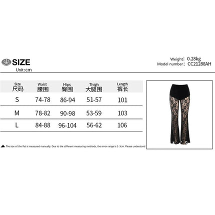 Women Black Gothic Lace Flare Pants - Pants - Bivigaos - Mad Fly Essentials