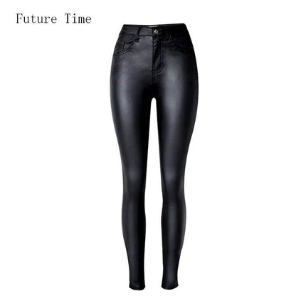 Women Black High Waist Leather Office Dress Pants - Dress Pants - FITTOO - Mad Fly Essentials