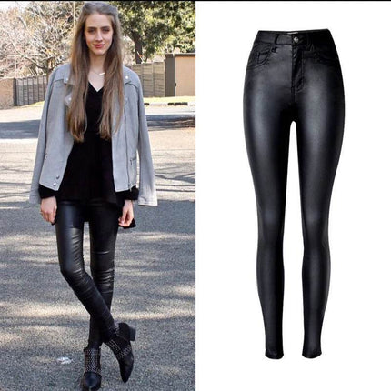 Women Black High Waist Leather Office Dress Pants - Dress Pants - FITTOO - Mad Fly Essentials