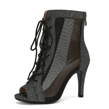 Women Black Lace Prom Party Peep Stiletto High Heels - High Heels - Dream Girl - Mad Fly Essentials