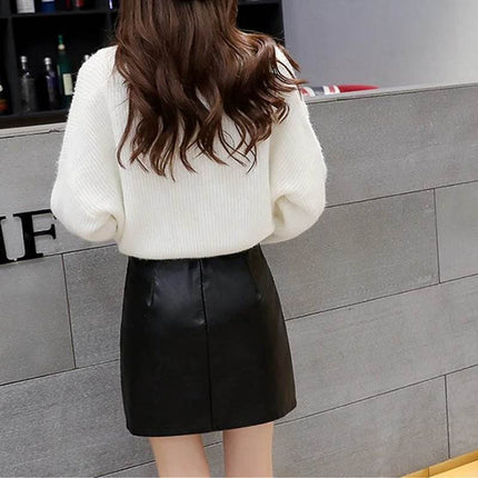 Women Black Leather Rivet Mini Skirt - Mini Skirt - Modli - Mad Fly Essentials