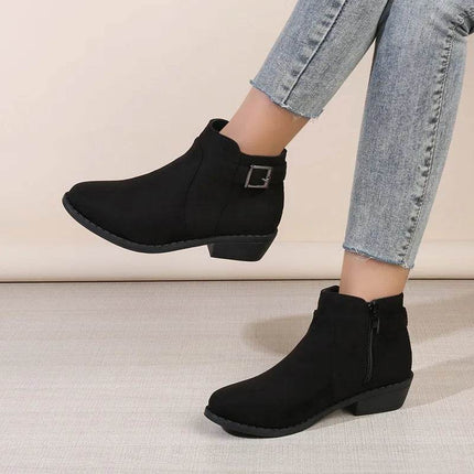 Women Black Leopard Casual Ankle Boots - Boots - YM - Mad Fly Essentials