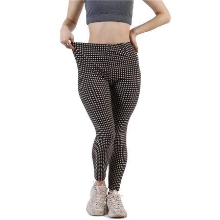 Women Black Plaid 3D Fitness Leggings - Fitness Leggings - Fitness Essentials - Mad Fly Essentials