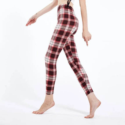 Women Black Plaid 3D Fitness Leggings - Mad Fly Essentials