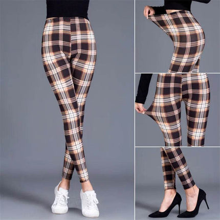 Women Black Plaid 3D Fitness Leggings - Mad Fly Essentials
