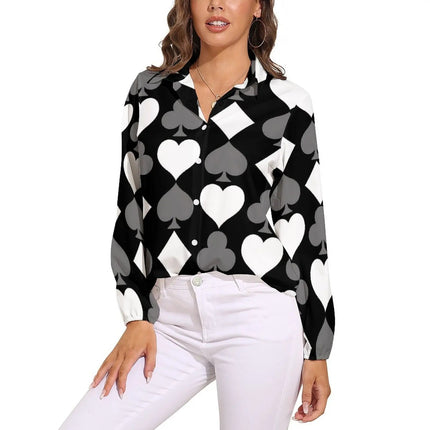 Women Blouse 3D Poker Party Cards Office Shirt - Women Blouse - LazySorry - Mad Fly Essentials